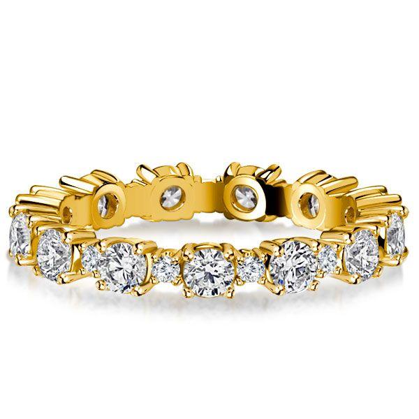 18K Gold Plated Sterling Silver Round Cut Cubic Zirconia Eternity Band Ring