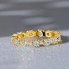 18K Gold Plated Sterling Silver Round Cut Cubic Zirconia Eternity Band Ring