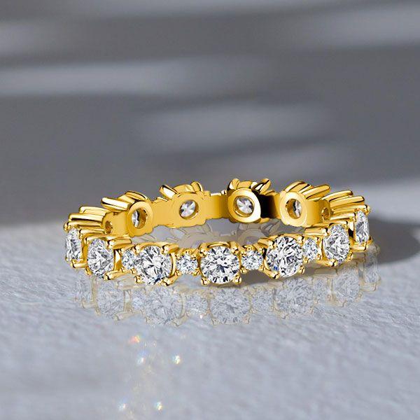 18K Gold Plated Sterling Silver Round Cut Cubic Zirconia Eternity Band Ring
