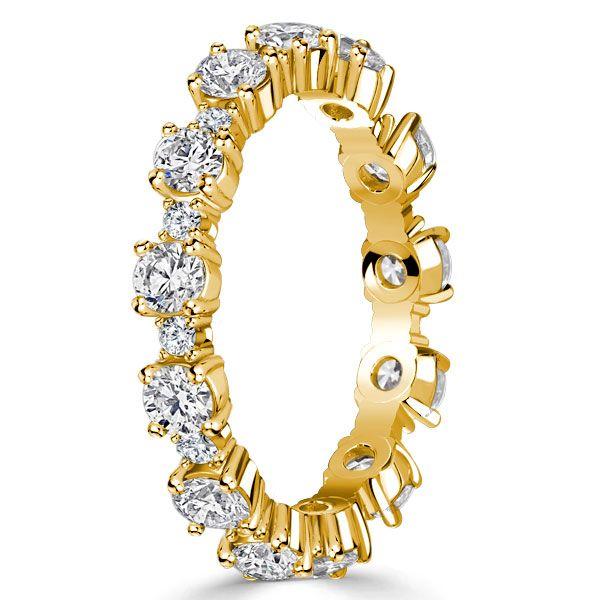 18K Gold Plated Sterling Silver Round Cut Cubic Zirconia Eternity Band Ring