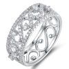 Vintage Lace White Sapphire Wedding Band - Sterling Silver Filigree Ring