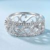 Vintage Lace White Sapphire Wedding Band - Sterling Silver Filigree Ring