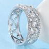 Vintage Lace White Sapphire Wedding Band - Sterling Silver Filigree Ring