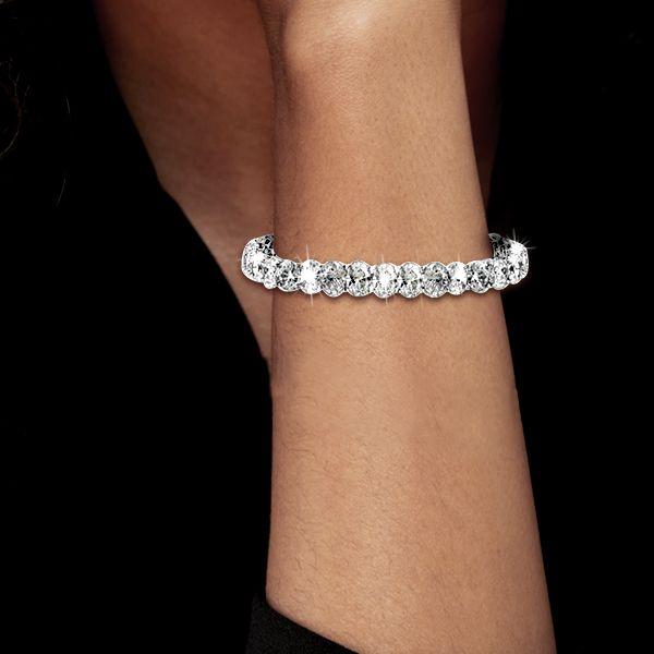 Oval Tennis Bracelet - 925 Sterling Silver, 15 Carat Total Weight CZ