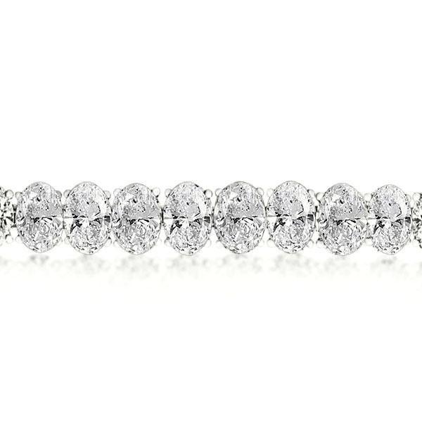 Oval Tennis Bracelet - 925 Sterling Silver, 15 Carat Total Weight CZ