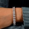 Oval Tennis Bracelet - 925 Sterling Silver, 15 Carat Total Weight CZ
