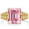Emerald Cut Pink Topaz Solitaire Engagement Ring in 18K Gold Plated Sterling Silver