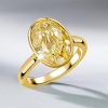 Yellow Topaz Engagement Ring - Oval Cut Bezel Setting in 18K Gold Plated Sterling Silver