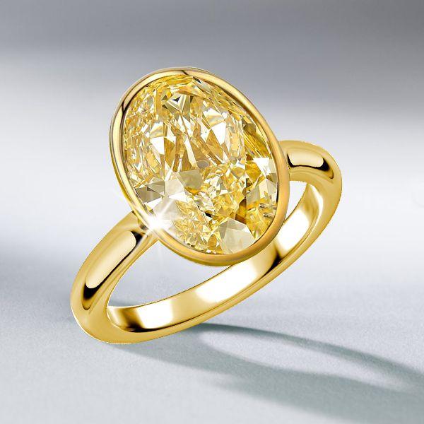 Yellow Topaz Engagement Ring - Oval Cut Bezel Setting in 18K Gold Plated Sterling Silver