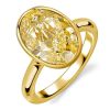 Yellow Topaz Engagement Ring - Oval Cut Bezel Setting in 18K Gold Plated Sterling Silver