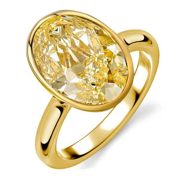Yellow Topaz Engagement Ring - Oval Cut Bezel Setting in 18K Gold Plated Sterling Silver