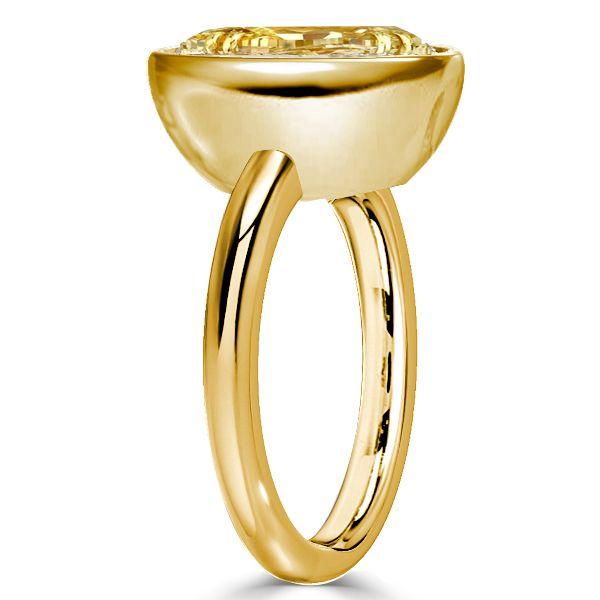 Yellow Topaz Engagement Ring - Oval Cut Bezel Setting in 18K Gold Plated Sterling Silver