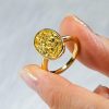 Yellow Topaz Engagement Ring - Oval Cut Bezel Setting in 18K Gold Plated Sterling Silver