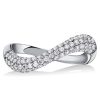 White Sapphire Pave Anniversary Band - Sterling Silver Ring