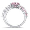 Pear Cut White and Pink Sapphire Engagement Ring in Rhodium Plated 925 Sterling Silver