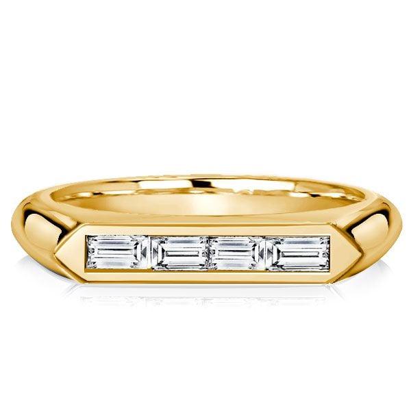 Baguette Cut Wedding Band 4-Stone Sterling Silver Ring