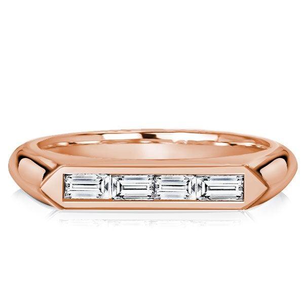Baguette Cut Wedding Band 4-Stone Sterling Silver Ring