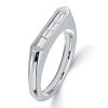Baguette Cut Wedding Band 4-Stone Sterling Silver Ring