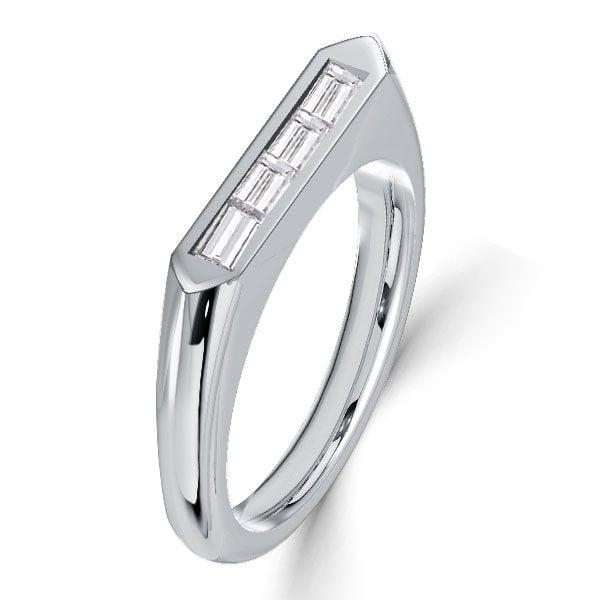 Baguette Cut Wedding Band 4-Stone Sterling Silver Ring