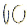 Golden Blue Baguette Hoop Earrings - 18K Gold Plated Sterling Silver