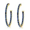 Golden Blue Baguette Hoop Earrings - 18K Gold Plated Sterling Silver