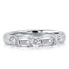 Classic Five Stone Sterling Silver Bridal Set with Simulated Diamond
