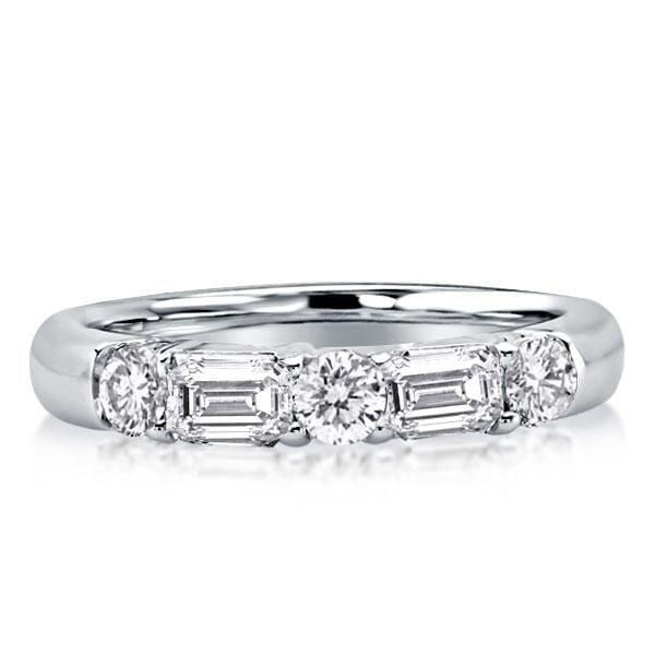 Classic Five Stone Sterling Silver Bridal Set with Simulated Diamond
