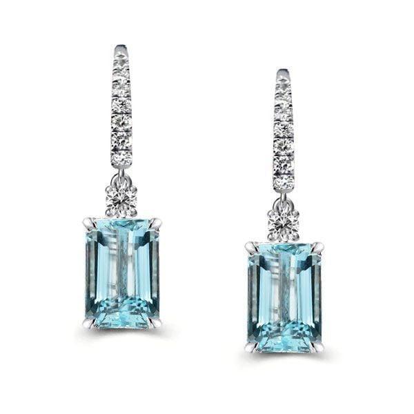 Sterling Silver Aquamarine and Simulated Sapphire Emerald Necklace and Earring Set