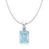 Sterling Silver Aquamarine and Simulated Sapphire Emerald Necklace and Earring Set