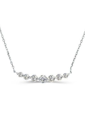 Dainty Round Cut Pendant Necklace in Rhodium-Plated 925 Sterling Silver