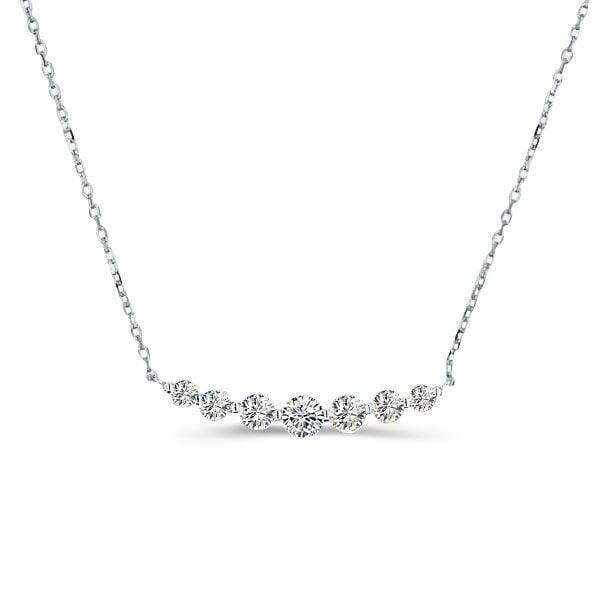 Dainty Round Cut Pendant Necklace in Rhodium-Plated 925 Sterling Silver