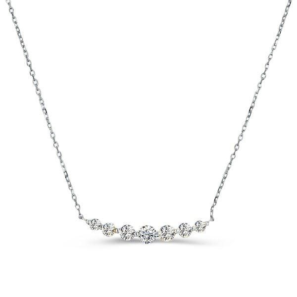 Dainty Round Cut Pendant Necklace in Rhodium-Plated 925 Sterling Silver