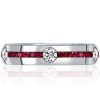 Ruby & Sapphire Eternity Wedding Band Ring - 925 Sterling Silver