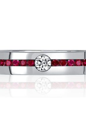 Ruby & Sapphire Eternity Wedding Band Ring - 925 Sterling Silver