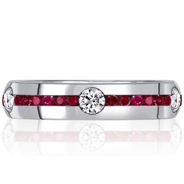 Ruby & Sapphire Eternity Wedding Band Ring - 925 Sterling Silver