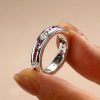 Ruby & Sapphire Eternity Wedding Band Ring - 925 Sterling Silver