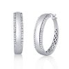 Womens 925 Sterling Silver Hoop Earrings with Rhodium Finish, 21.20mm Diameter