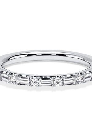 Baguette Cut Pave Stackable Wedding Band in Sterling Silver (0.40 CTW)