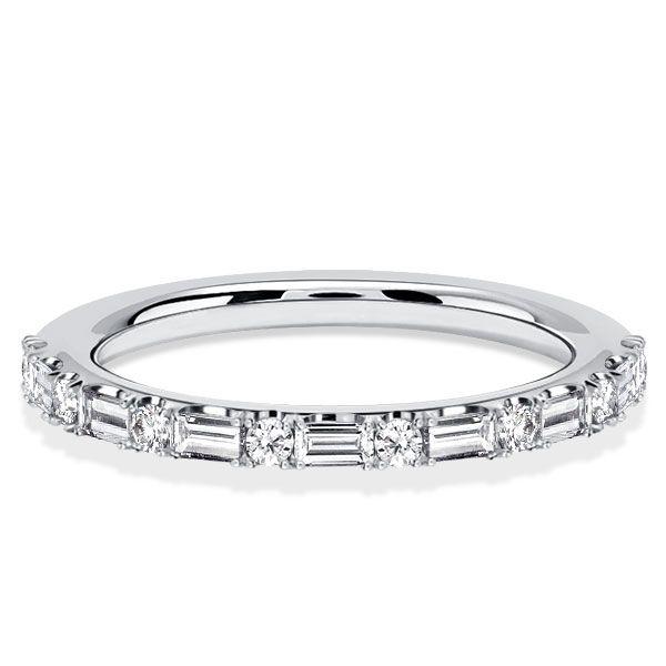 Baguette Cut Pave Stackable Wedding Band in Sterling Silver (0.40 CTW)