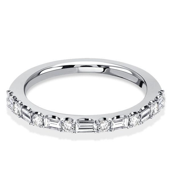 Baguette Cut Pave Stackable Wedding Band in Sterling Silver (0.40 CTW)