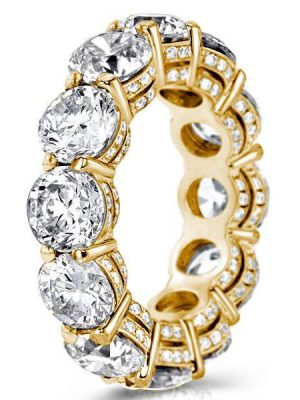 Golden Eternity Band - 18K Gold Plated Sterling Silver Wedding Ring (7.95 ctw)