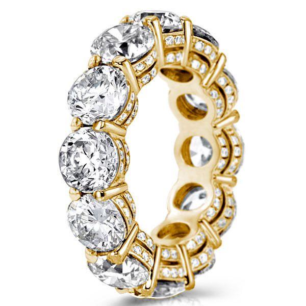 Golden Eternity Band - 18K Gold Plated Sterling Silver Wedding Ring (7.95 ctw)