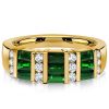 Emerald Green Wedding Band - 18K Gold Plated Sterling Silver Ring