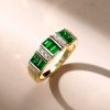 Emerald Green Wedding Band - 18K Gold Plated Sterling Silver Ring