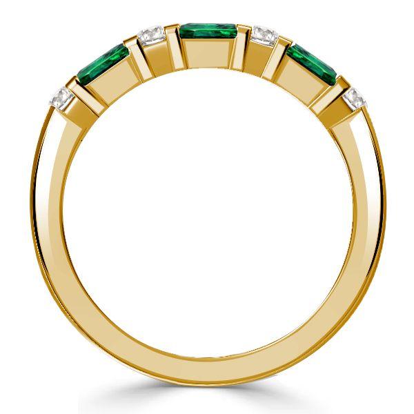 Emerald Green Wedding Band - 18K Gold Plated Sterling Silver Ring