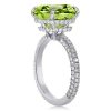 9.52 CTW Hidden Halo Peridot Cushion Cut Wedding Ring for Women in Sterling Silver