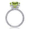 9.52 CTW Hidden Halo Peridot Cushion Cut Wedding Ring for Women in Sterling Silver