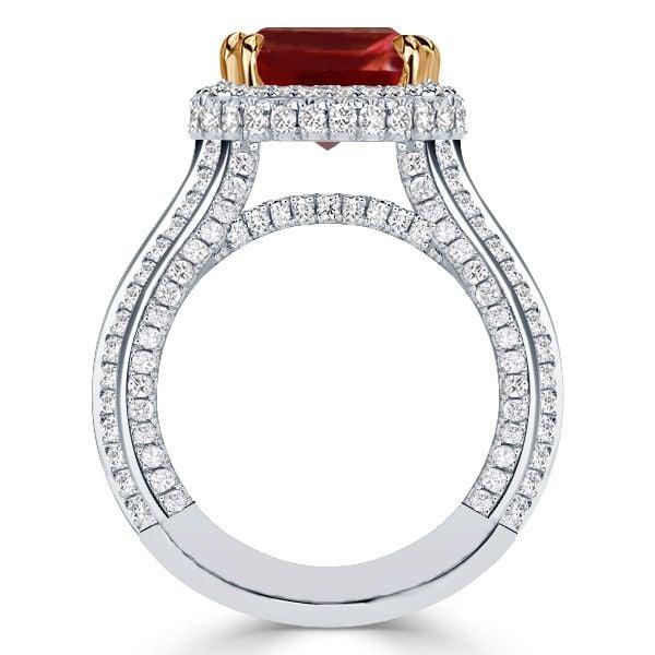 Fashion Halo Engagement Ring Sterling Silver Ruby Accent