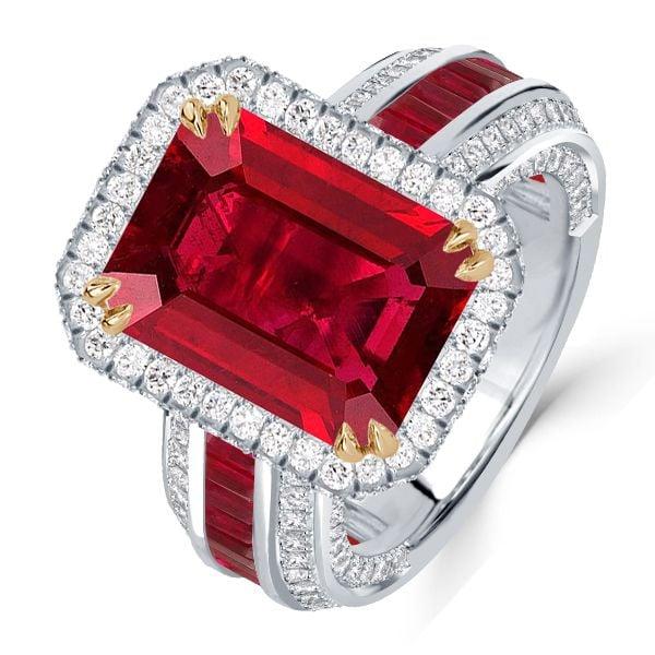 Fashion Halo Engagement Ring Sterling Silver Ruby Accent