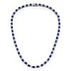 White & Blue Sapphire Sterling Silver Tennis Necklace & Hoop Earrings Set